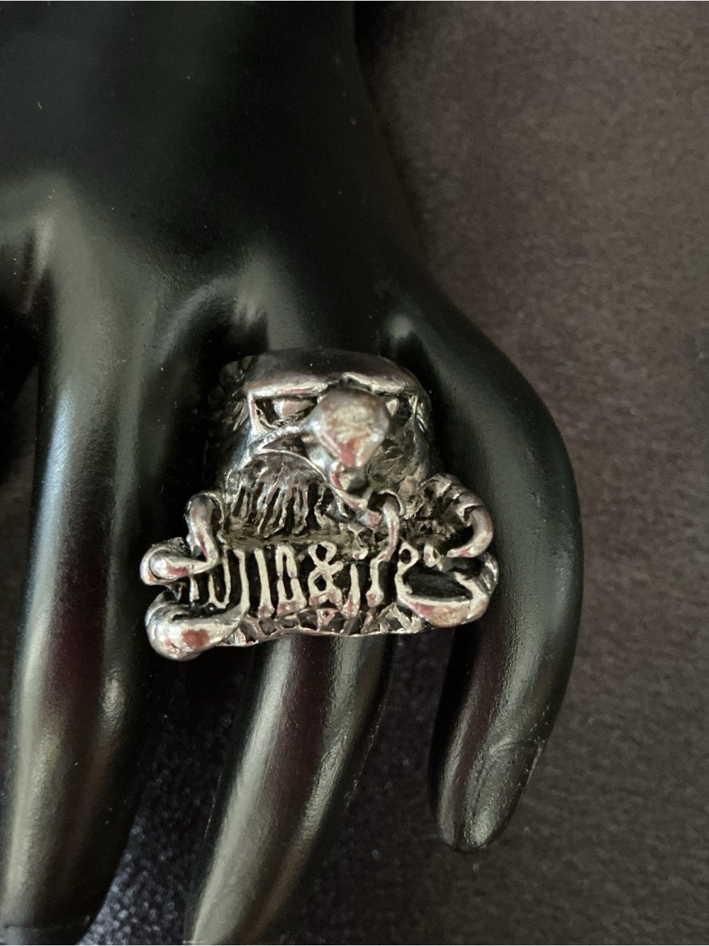Vintage Eagle Skull Ring Wild and Free Text